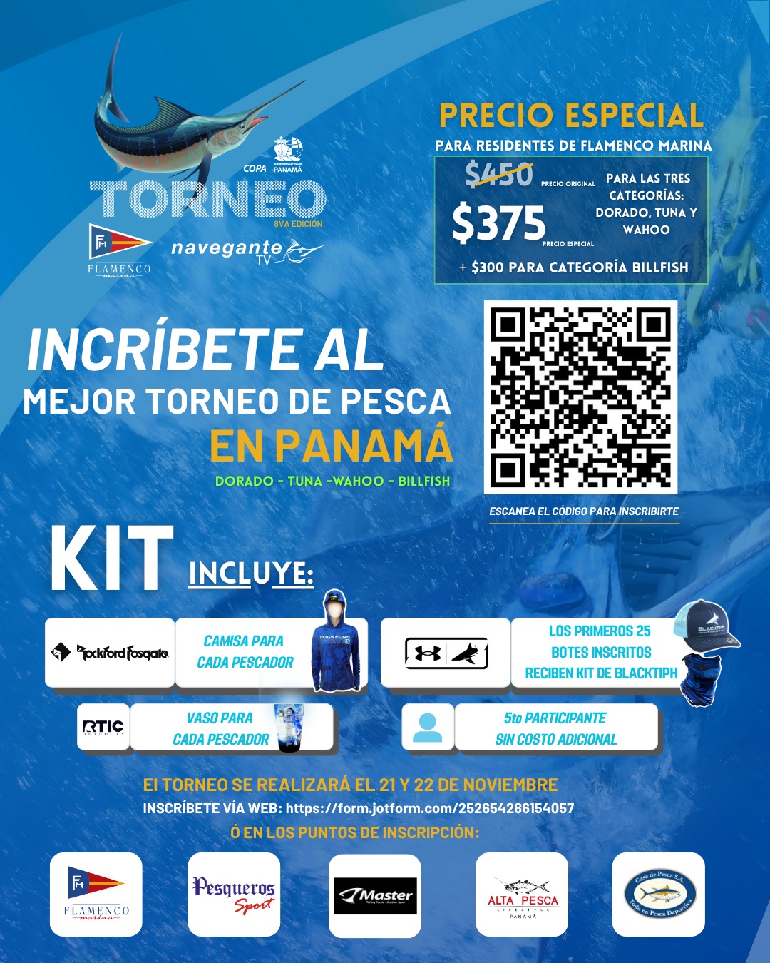 PRECIO ESPECIAL PARA RESIDENTES DE FLAMENCO MARINA EN INSCRIPCIÓN DEL TORNEO DE PESCA 2025